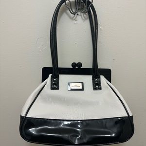 Lulu Guinness Black and White Leather Shoulder Bag